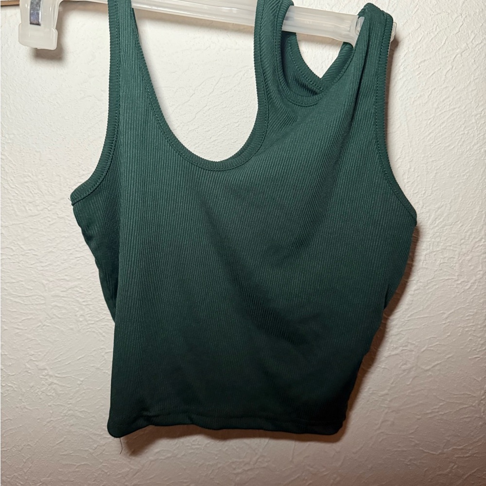 SHEIN Green Ribbed Tank Top
